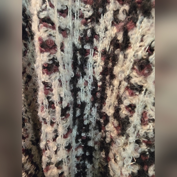 Lucky Brand Black White Burgundy Knit Open Cardigan L - Picture 5 of 6